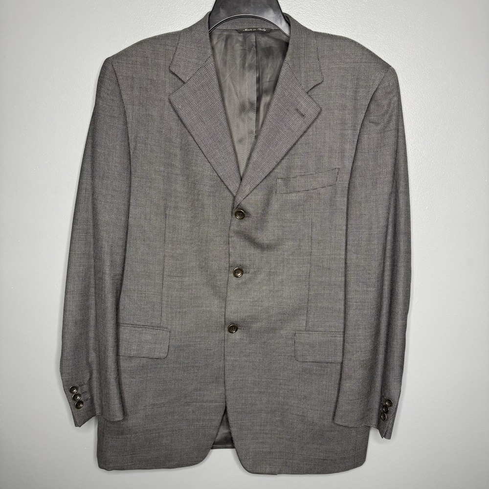 CANALI Super 120's Blazer Men's 50R US‎ (60 EU) Gray 100% Pure Wool Made Italy